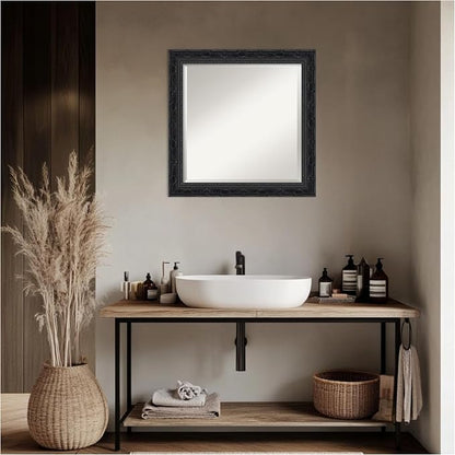 Amanti Art Black Bathroom Mirror for Over Sink, 24x24 Filigree Gloss Black Square Vanity Mirror, Medium Traditional Frame, Hangs Horizonally and Vertically, Bathroom Wall Decor, Beveled Edge