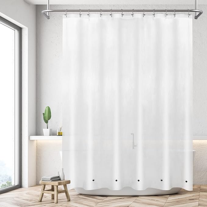 Mrs Awesome Frosted Shower Curtain Liner with 6 Magnets, 72x72 | PEVA 8G Thick Heavy Duty,12 Rustproof Grommets,Waterproof Plastic Shower Curtain for Bathroom
