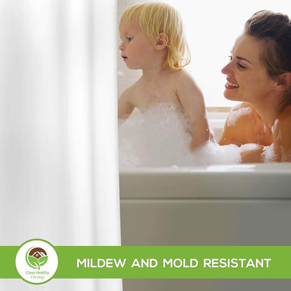 Clean Healthy Living PEVA Shower Curtain Liner, White, 70 x 71 in, Premium | Premium PEVA shower liner, White, 70 x 71 in; magnets and suction cups help reduce shifting along the tub or shower.