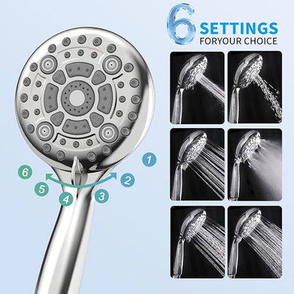 EMBATHER Shower Faucet Sets - Overhead Rain Head Shower System with High Pressure Handheld Complete Combo and Mixer Valve Trim Kit - Polished Chrome Rainfall Shower Fixture for Luxury Bathroom