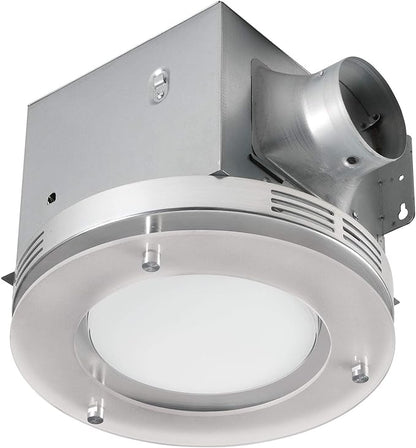 Homewerks 7117-02-HW Bathroom Fan Integrated LED Light Ceiling Mount Exhaust Ventilation 1.5 Sones 80 CFM, Frosted