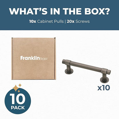Franklin Brass Francisco (10-Pack) Cabinet Handles 3" Hole Center Vintage Pulls | Heirloom Silver Hardware Kitchen Door, Drawers, Dressers, Furniture P29520K-904-B