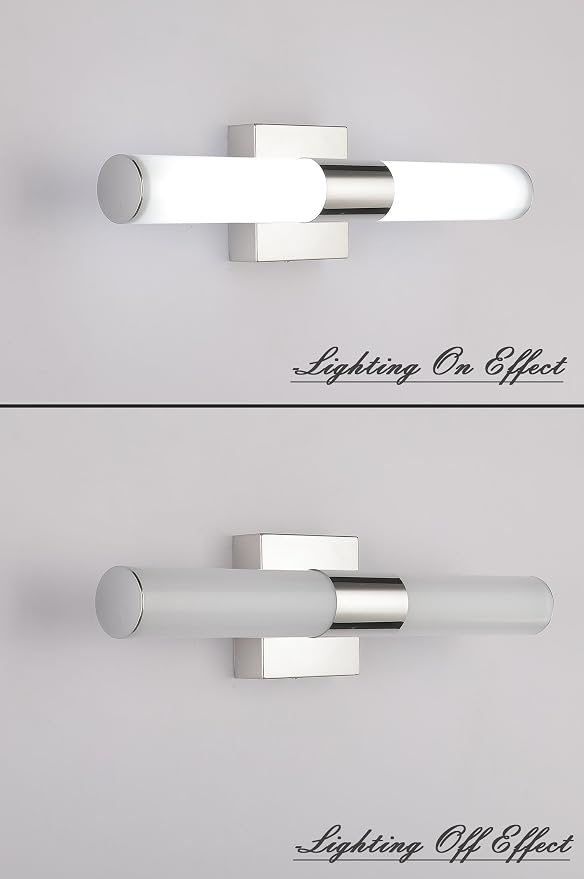 Bathroom Vanity Light Fixture, 16" Inches 8W 6000K Chrome LED Mirror Lights for Bathroom Wall Sconces Bar Lighting