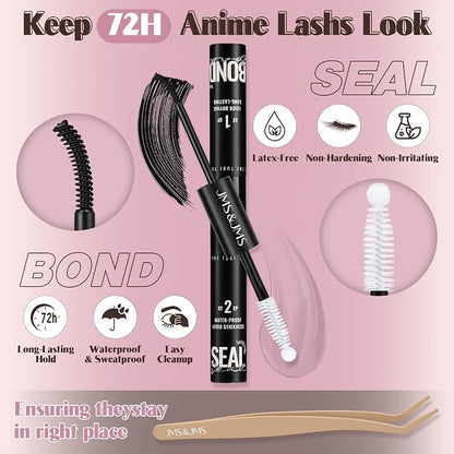 JMS&JMS Natural Lash Clusters Kit Wispy Lash Extension Kit | Clear Band Eyelash Clusters 8-16mix C Curl with Bond and Seal and Tweezers for Daily Exquisite