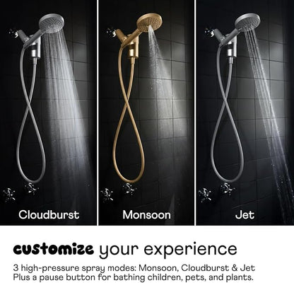 sproos! - Handheld Showerhead, High Performance Filtration, Golden Hour | Healthier Hair and Skin - DIY Installation - Renter Friendly - 3 Spray Functions - 70 Inch Hose - High Pressure Performance