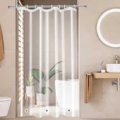 AooHome Eva Clear 48x72 Inches Shower Curtain Liner, See Through Clear 8G Bathroom Shower Curtain, Narrow Shower Liner, Heavy Duty, Water Repellent, Rust Proof Grommets