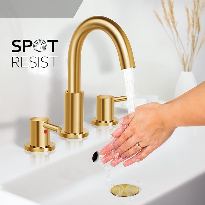 SOKA SK1B001AR Bathroom Sink faucets, 8 INCH Gooseneck - Lever, Gold + G
