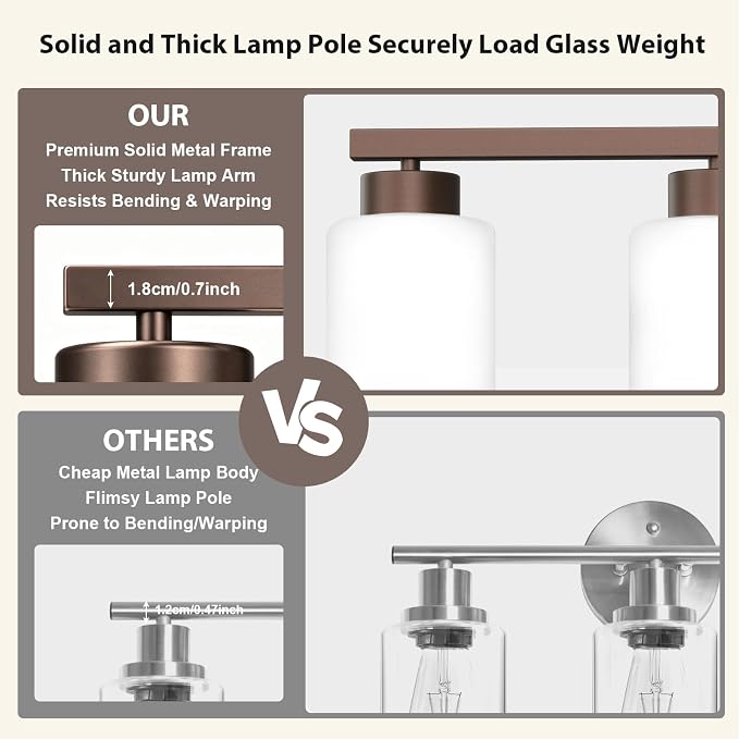 IZORRO Modern Bathroom Light Fixtures, 8 Light Oil-Rubbed Bronze Vanity Lights, Bathroom Lighting Fixtures Over Mirror with White Glass for Living Room Cabinet Bedroom