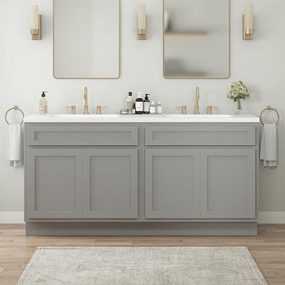 Vanity Art 66 Inch Bathroom Base Cabinet Only, Double Sink Top (Not Include Sink) with Door & Soft Close Hinge, Unassembled Floor Cabinet, Grey, 2ea 33 Inch Combo