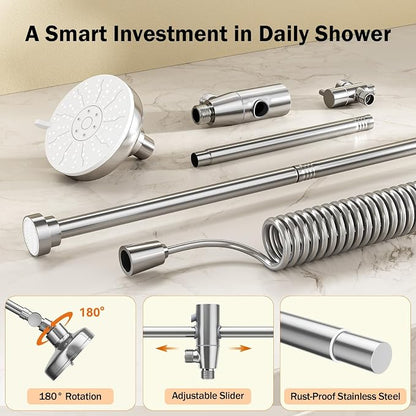 Dual Shower Head with Original Adjustable Slider, Double Showerhead, Chrome | High Pressure, Two People, 2 Showerhead System for Couples, Renter-Friendly, SPA-Like, Bathroom Gift for Women Men