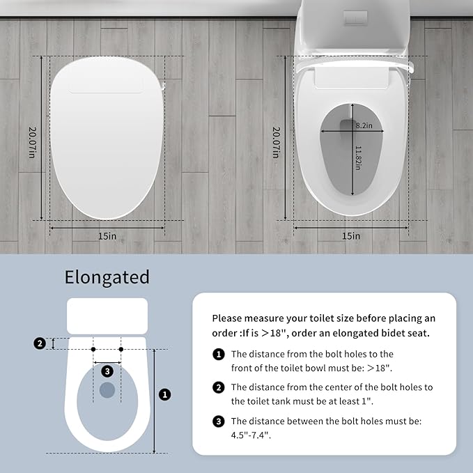 Bidet Toilet Seat Elongated, Unlimited Warm Water, Heated Toilet Seat, Warm Air Dryer, Rear and Front Washing, Soft Closed Toilet Lid, Night Light, Requires Outlet,white