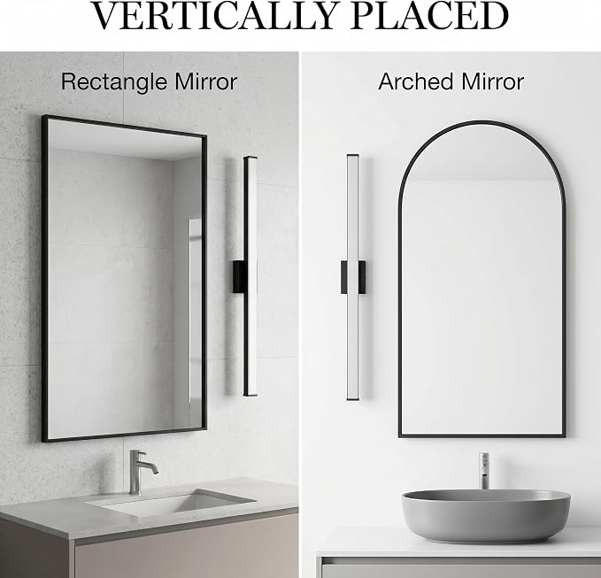 URSOLA 48" Modern LED Bathroom Light Fixtures, Matte Black 3CCT Dimmable Bathroom Vanity Light Over Mirror, Bathroom Vanity Bath Bar Lights with Double Layer Acrylic Shade