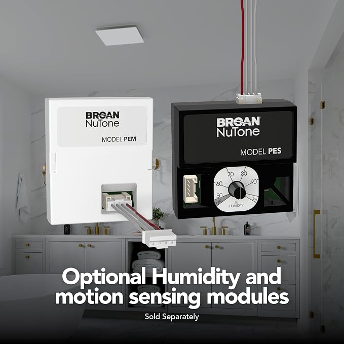 EVOLVE Premium Bathroom Exhaust Fan with Light and Continuous Run, 110-130-150 Selectable CFM