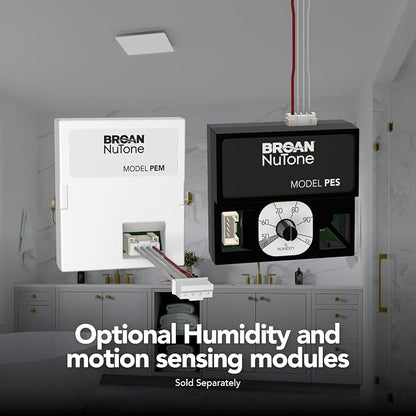 EVOLVE Premium Bathroom Exhaust Fan with Light and Continuous Run, 110-130-150 Selectable CFM