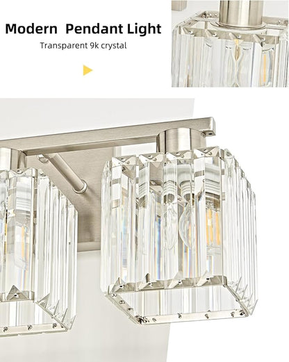 3-Light Bathroom Light Fixtures, Modern Brushed Nickel Crystal Wall Light for Bathroom,Lighting Fixtures Over Mirror