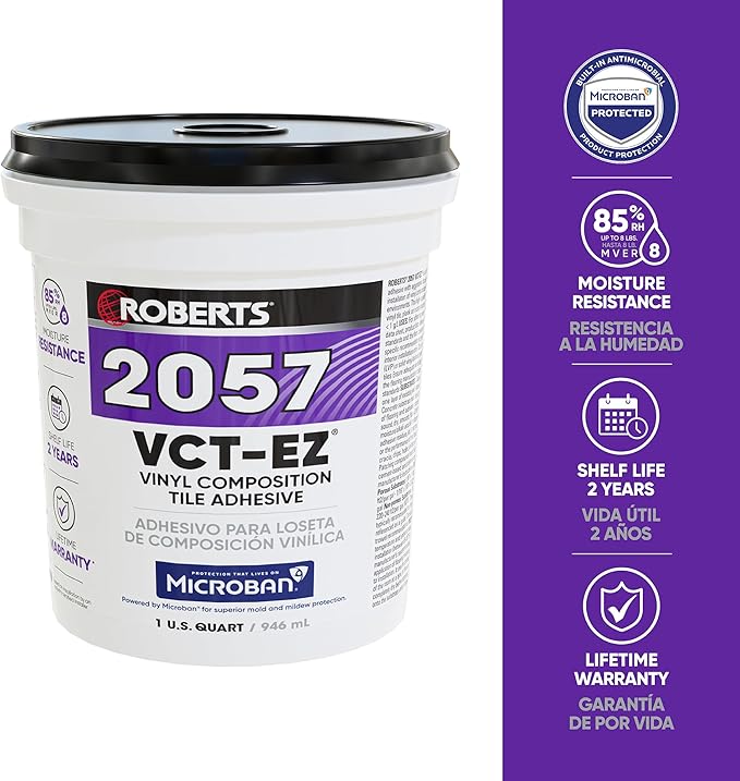 Roberts 2057-0 1 Quart Vinyl-Composition and Vinyl-Asphalt Structurally Sound Plywood of Underlayment Quality Tile Adhesive