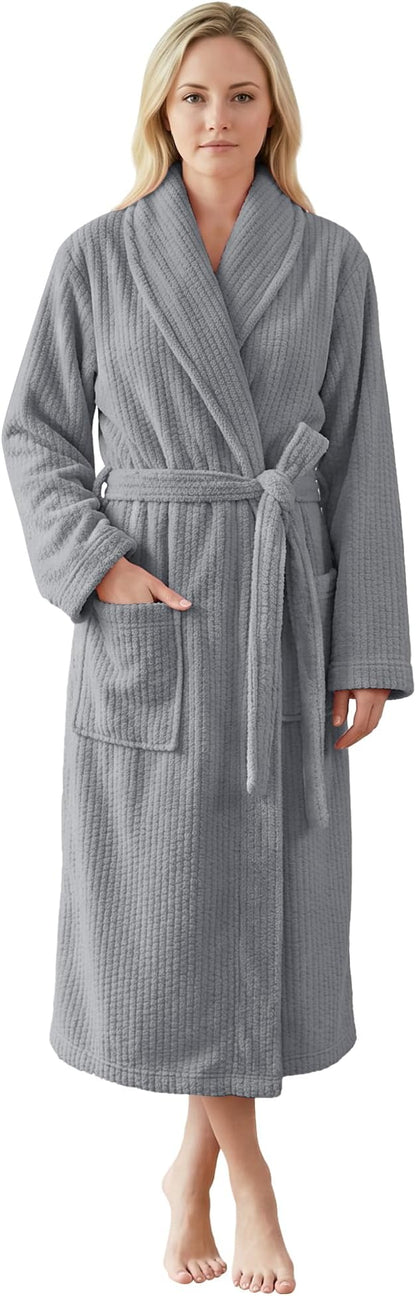 PJGGZ Women's Shawl Collar Bathrobe, Soft Long Towel Robes for Women - Super Absorbent Quick Dry yet Warm