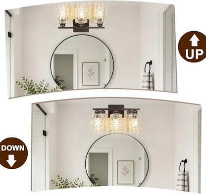 Refice 3-Light Bathroom Vanity Lights Crystal Glass, Oil Rubbed Bronze | Bathroom Light Fixtures Vanity Lighting Over Mirror for Living Room Farmhouse, Hallway