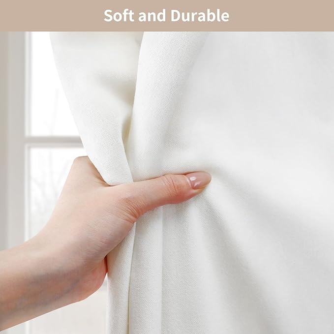Linen Shower Curtain White, Fabric Boho Farmhouse Shower Curtains for Bathroom Cotton Natural Cloth Liner Set 72" W x 78" L