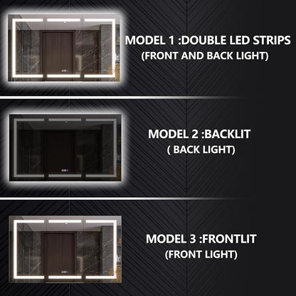 Recessed Medicine Cabinet with Lights, 60x36 Lighted Medicine Cabinet with Mirror, 5XMagnifier, GFCI Outlet, Soft-closed, Front&Backlit, Anti-Fog, Dimmable&Tunable, Sensor Lights, Adjustable Shelves