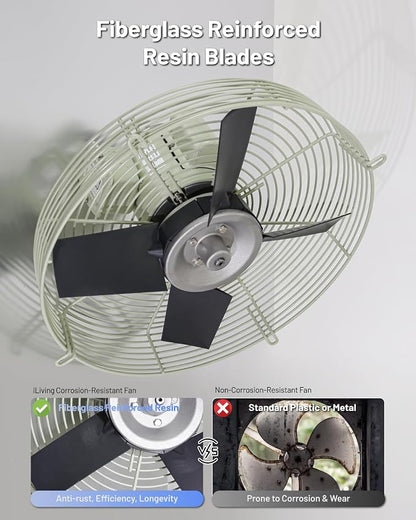 iLiving 16-Inch Corrosion Resistance Shutter Exhaust Fan, Single Speed