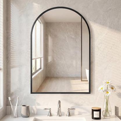 NEWBULIG 22"x30" Wall Mirror, Bathroom Mirrors for Over Sink, Black | Matte Metal Framed Vanity Mirror with Tempered Glass, Entryway, Living Room, Bedroom