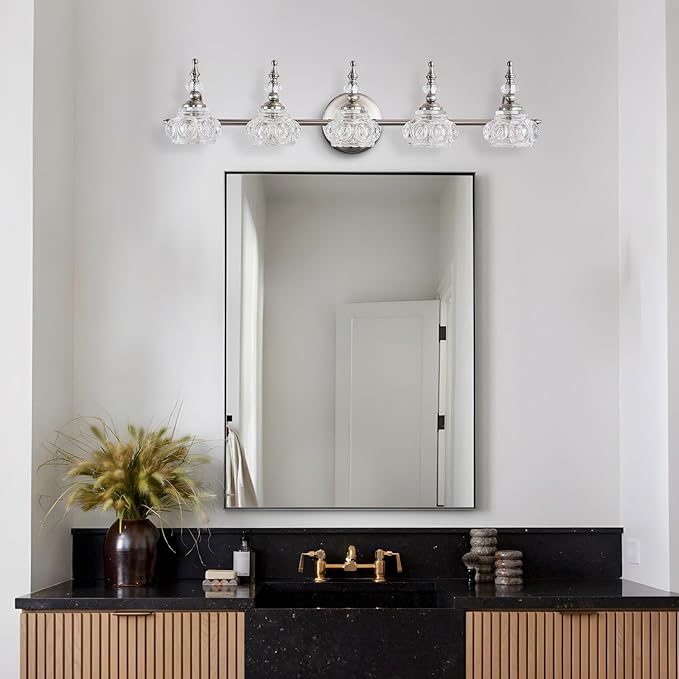 Modern Bathroom Brushed Nickel Vanity Light Fixtures Vintage 5-Light Vanity Lights Bathroom Lighting Fixtures Living Room Vanity Lighting Fixtures Over Mirror