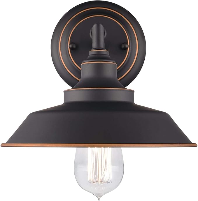 Westinghouse 6344800 One-Light Indoor Finish with Highlights Iron Hill Wall Fixture, 1 Sconce, Oil Rubbed Bronze/Bronze,Black