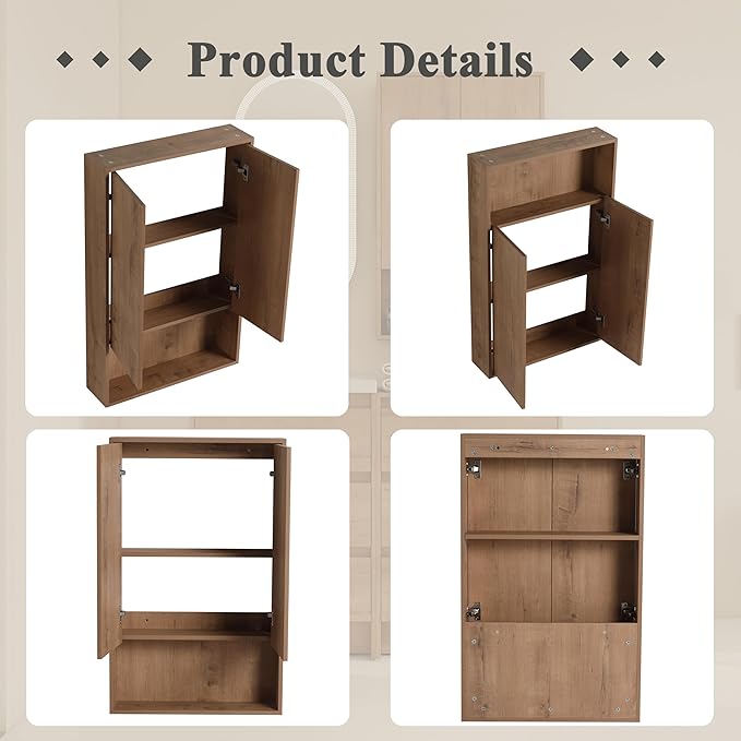 48" Bathroom Vanity Set, 48 Inch Modern Freestanding Vanity with Wall-Mounted Side Cabinet and 6 Drawers, Soft Closing Doors, Single Resin Sink Floor Stand Cabinet Set Imitative Oak