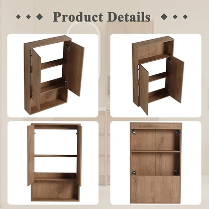 48" Bathroom Vanity Set, 48 Inch Modern Freestanding Vanity with Wall-Mounted Side Cabinet and 6 Drawers, Soft Closing Doors, Single Resin Sink Floor Stand Cabinet Set Imitative Oak