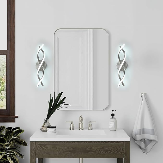 Modern Nickel LED Vanity Lighting,Bathroom Light Fixture Over Mirror,18 Inch,6000K Cool White