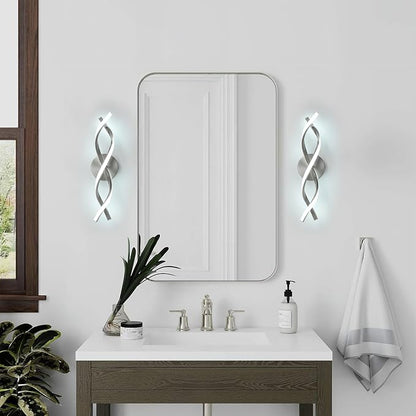 Modern Nickel LED Vanity Lighting,Bathroom Light Fixture Over Mirror,18 Inch,6000K Cool White