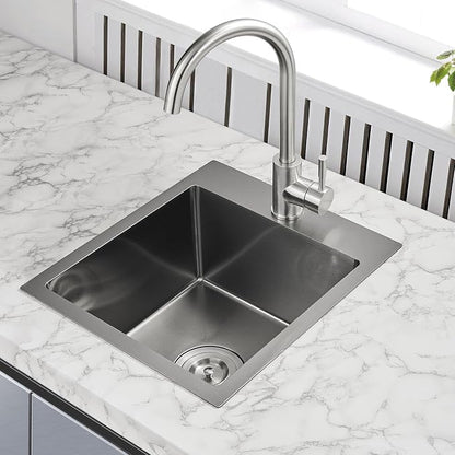 15"x17" Drop-In Single Bowl Sink 18 Gauge Black Steel 1-Hole | 15"x17" Black Drop-in Sink | 18 Ga SS | Topmount/Overmount | Single Bowl | Wet Bar/Coffee Station | 8" Deep Basin
