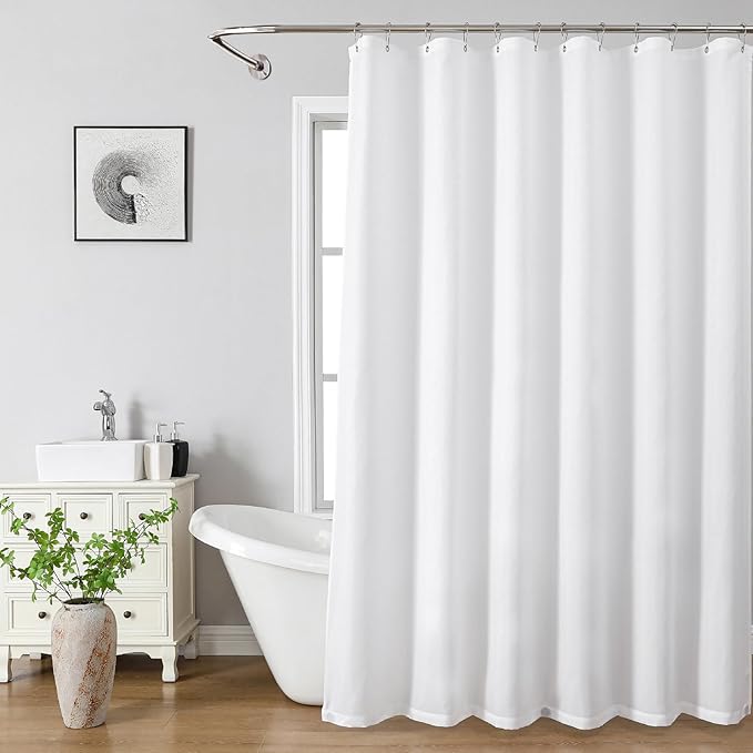 eachope Long Waterproof Fabric Shower Curtain Liner,72x78 Inch White | 3 Heavy-Duty Magnets,Machine Washable,Durable Rustproof Grommets,Hotel Quality,Easy Care,Secure Fit for Bathroom