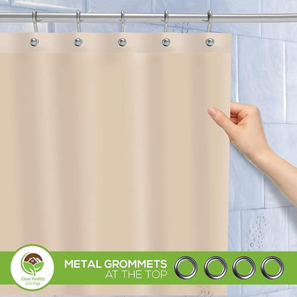 Clean Healthy Living PEVA Shower Curtain Liner, Taupe, 70 x 71 in, Premium | Premium PEVA shower liner, Tan, 70 x 71 in; magnets and suction cups help reduce shifting along the tub or shower.