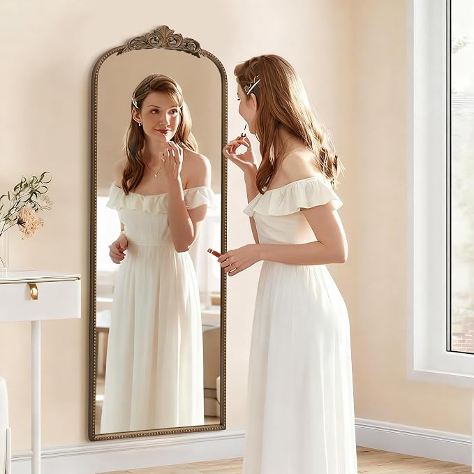 Micasso Gold Full Length Mirror: 21''x56'' Baroque Antique Floor Mirror | Traditional Ornate Vintage Long Body Mirror for Wall/Dressing Room/Cloakroom/Bedroom/Entryway/Hallway/Fireplace/Living Room