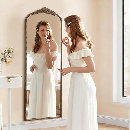 Micasso Gold Full Length Mirror: 21''x56'' Baroque Antique Floor Mirror | Traditional Ornate Vintage Long Body Mirror for Wall/Dressing Room/Cloakroom/Bedroom/Entryway/Hallway/Fireplace/Living Room