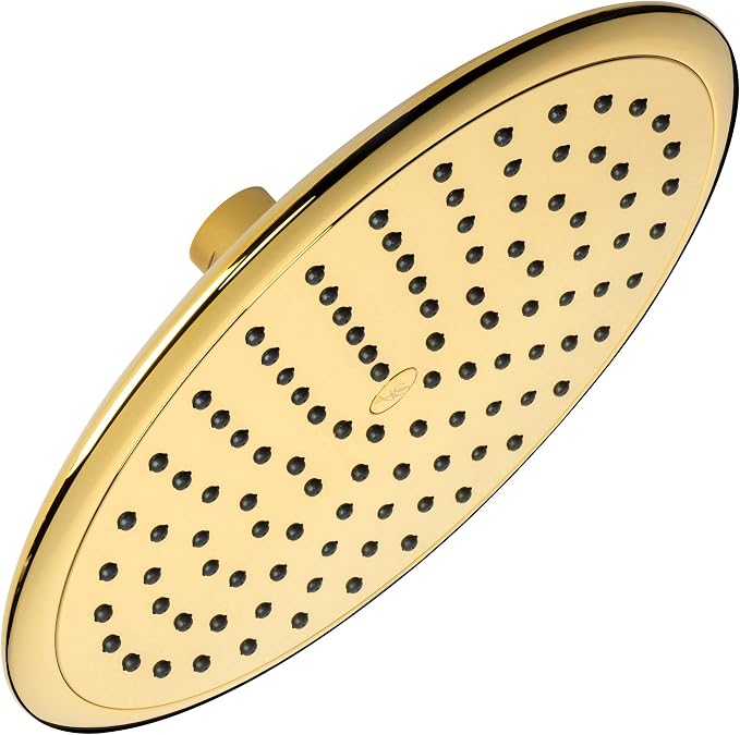 Waterfall Showerhead - 2.5 GPM - Polished Brass | 9 Inch Large Overhead Rain Shower Head With Self-Clean Nozzles, Adjustable Brass Ball Joint, High Flow Best With Extender Arm