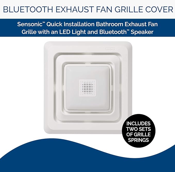 Broan-NuTone FG800SPK Bluetooth Speaker Bathroom Exhaust Grille Cover with LED Light,