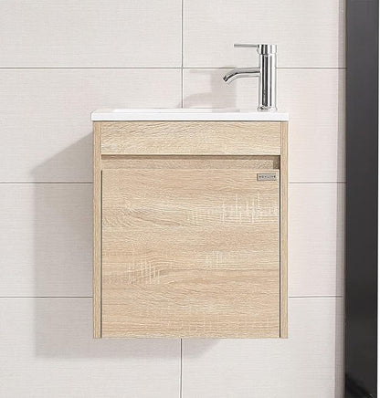 wonline 16" Single Sink Bathroom Vanity, Floating Modern Bathroom Vanity with Sink for Small Space