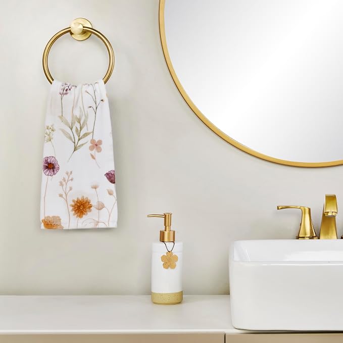 SKL Home Seasonal Charm Soap/Lotion Dispenser & 4 Holiday Charms, Warm Gold | Interchangeable designs to celebrate all year! Gift-ready & great for the bathroom, kitchen, bar or any sink space.