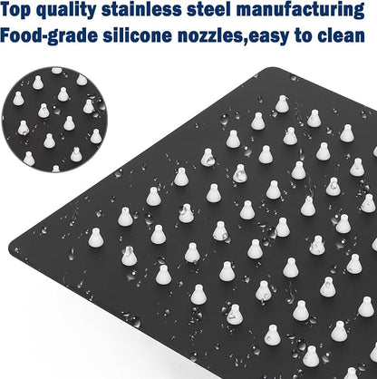 NearMoon Rain Shower Head, High Flow Stainless Steel Square Rainfall Shower, High Pressure Design, Awesome Shower Experience Even At Low Water Flow (6 Inch, Matte Black)