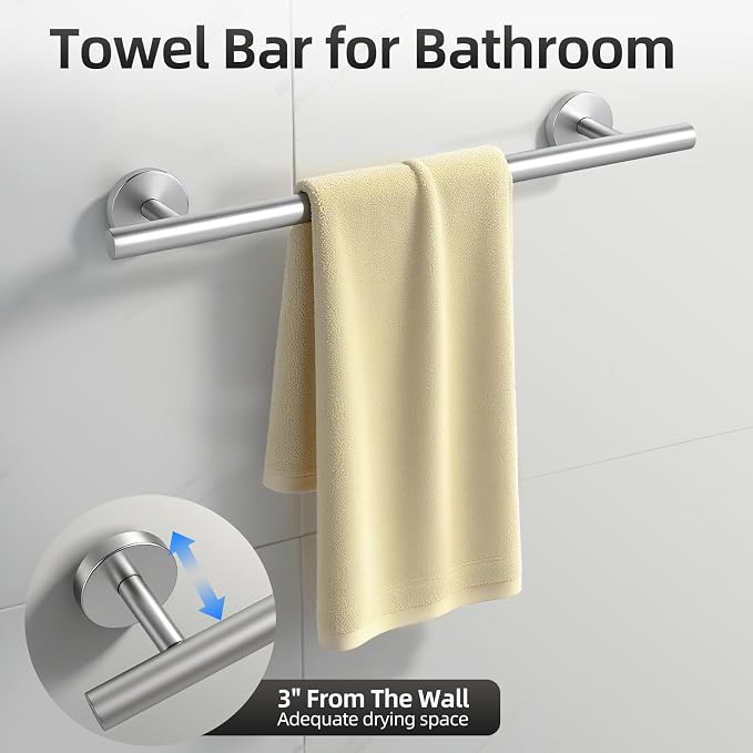 Brushed Nickel Bathroom Hardware Set 10 Pieces, Bathroom Towel Rack Holder Set Wall Mounted, SUS304 Stainless Steel Towel Bar Set - 16 Inch Towel Bar, Toilet Paper Holder, Towel Hooks, Towel Ring
