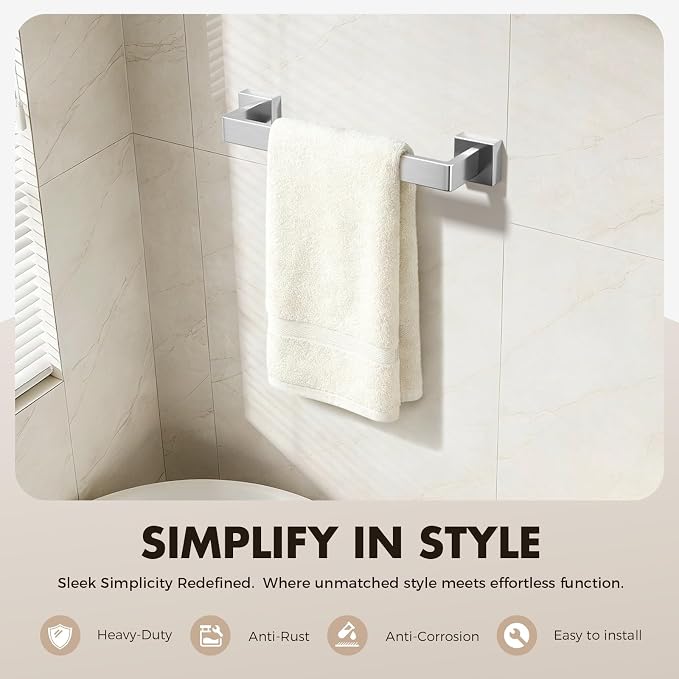 15-Pieces Brushed Nickel Bathroom Accessories Set, 16 Inch Towel Bar Set | Stainless Steel, Towel Ring, Toilet Paper Holder, Robe Hooks, Towel Racks for Bathroom Wall Mounted, Bathroom Hardware Set