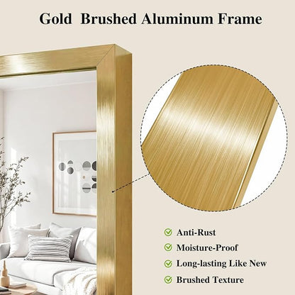 Koonmi Gold Rectangle Wall Mirror, 20x30 Inch Bathroom Mirror, Aluminum Frame Vanity Mirror for Entryway, Living Room, Bedroom Bathroom, Hangs Horizontally or Vertically