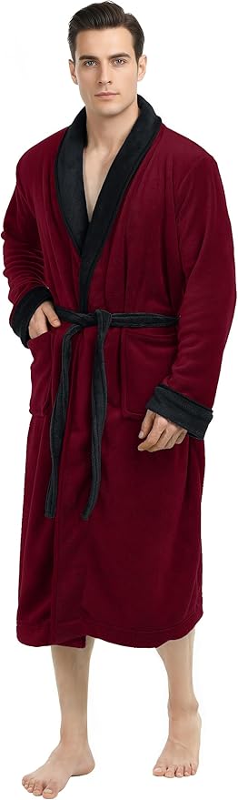 NY Threads Luxury Ultra Soft Mens Robe Plush Fleece Long Bathrobe