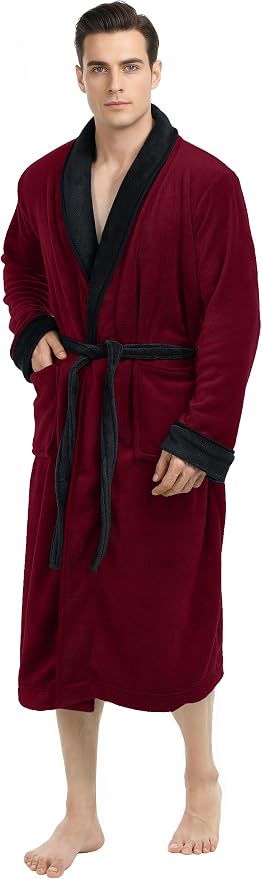 NY Threads Luxury Ultra Soft Mens Robe Plush Fleece Long Bathrobe