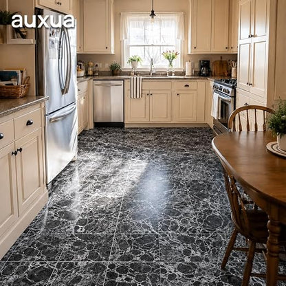 Marble Grain 12x12 Inch Peel and Stick Floor Tile, Granite Smoke, 10 PCS | NO Grout, NO Mess, For Kitchen Backsplash, Bathroom Update, Non-Slip & Scratch-Resistant