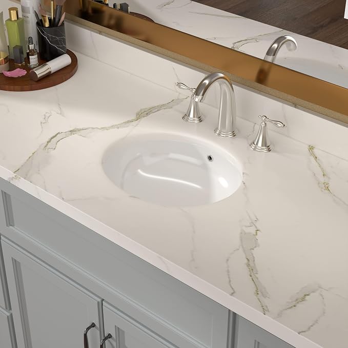 Lordear Undermount Bathroom Sink 19x16 Inch Bathroom Vanity Sink Undermount Round White Porcelain Ceramic Bathroom Under Counter Lavatory Vanity Sink Basin with Overflow