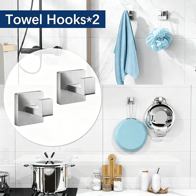Gypie 24Inch Bathroom Accessory Set Wall Mounted, Brushed Nickel 5-Pieces | Stainless Steel Bathroom Hardware Set Towel Bar Set